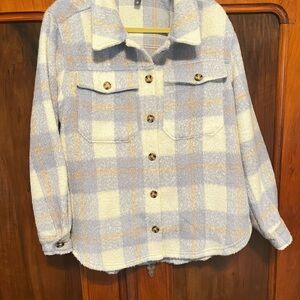 Alya Blue and Cream Plaid Shacket